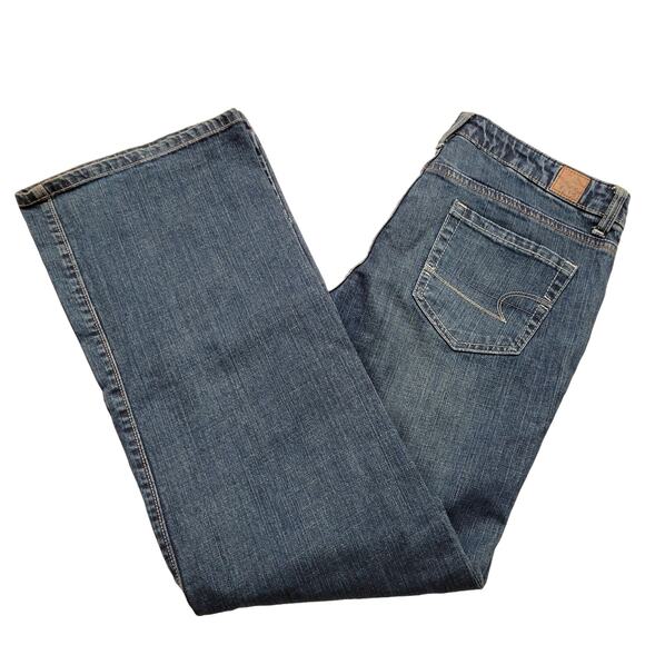 American Eagle Jeans Women's 8 Blue Original 77 Mid Rise Flare Bootcut Denim - Picture 1 of 13